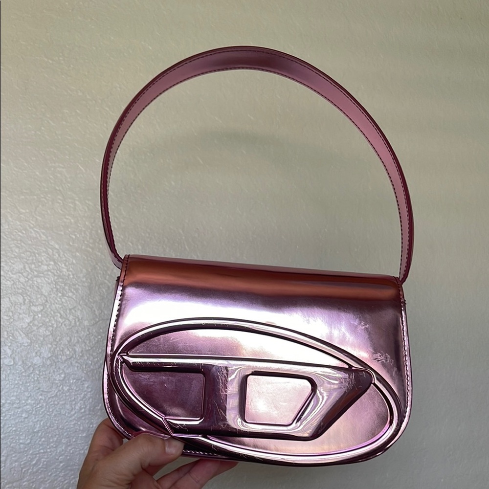 Diesel Pink Shoulder Bag with Modern Metallic Finish